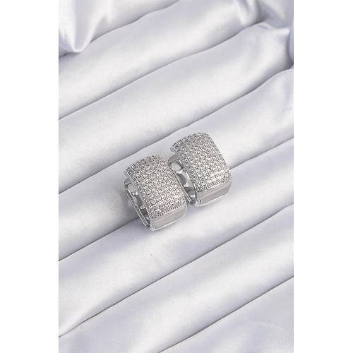 Pirin� G�m�� Renk Zirkon Ta�l� Minimal Halka K�pe