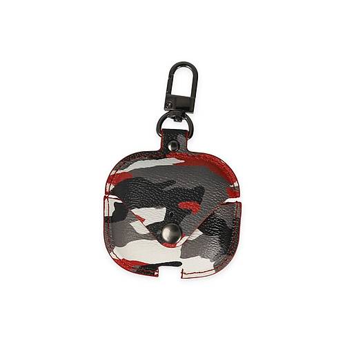 Airpods 3 (3.nesil) �anta Kamuflaj Deri K�l�f - K�rm�z�