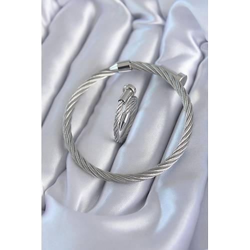 316L �elik G�m�� Renk Sarmal Model Erkek Bileklik Y�z�k Kombini