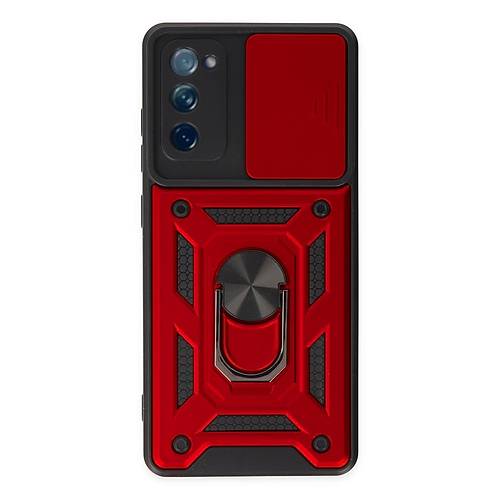 Galaxy S20 FE K�l�f Pars Lens Y�z�kl� Silikon - K�rm�z�