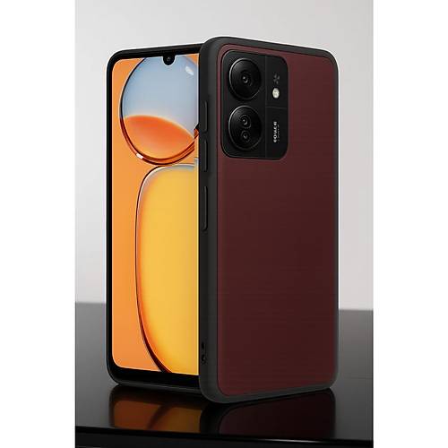 Redmi 13C K�l�f Aras Deri Kapak - Bordo