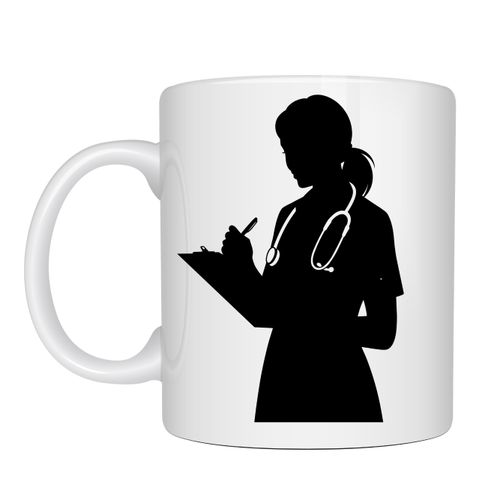 Hem�ire Temal� Porselen Kupa MODEL 172� Stetoskoplu Kad�n Sa�l�k �al��an� Tasar�ml� Kahve Kupas� � Hem�irelere �zel Hediye Fincan�