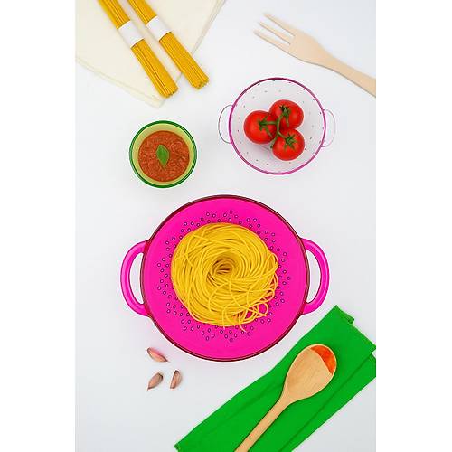 Akrilik Pembe Makarna S�zge�i & Sebze Meyve S�zge�i