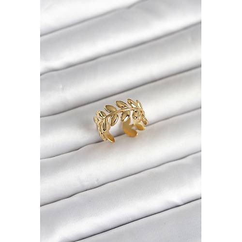 316L �elik Gold Renk Ba�ak Form Kad�n Y�z�k