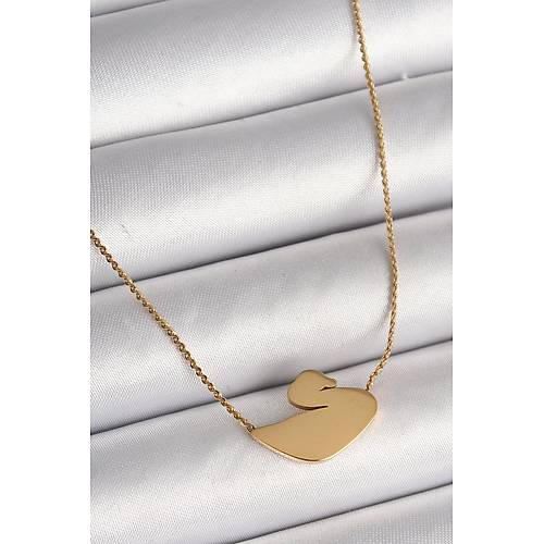 316L �elik Gold Renk Zincir Ku�u Model Kad�n Kolye