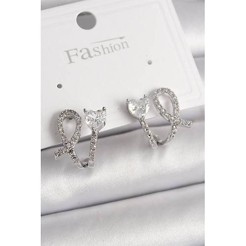 Pirin� G�m�� Renk D���m Model Zirkon Ta�l� Kalp Detay Kad�n K�pe