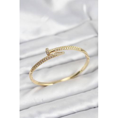 Pirin� Gold Renk Zirkon Ta�l� �ivi Model Kad�n Kelep�e Bileklik