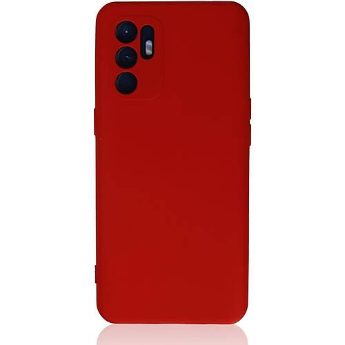 Reno 6 K�l�f Nano i�i Kadife Silikon - K�rm�z�