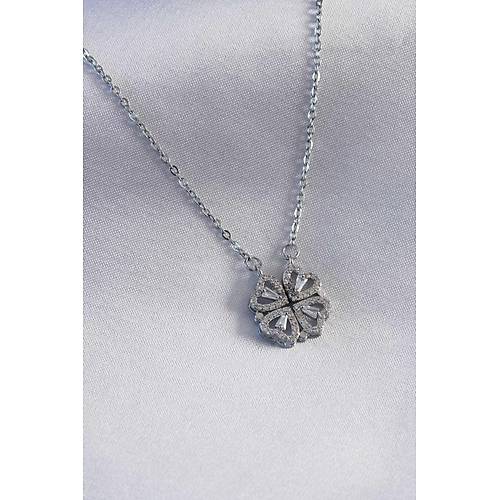 316L �elik G�m�� Renk A��l�r Yonca Model Kad�n Kolye