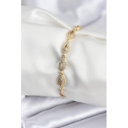 Pirin� VIP Seri Gold Renk S�ral� Damla Model Kad�n Bileklik