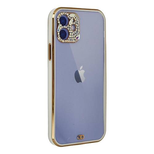 iPhone 12 K�l�f Liva Ta�l� Silikon - Beyaz