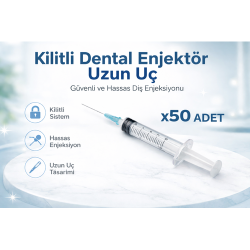 Kilitli Dental Enjekt�r Uzun U� Luer Lock ��r�nga � Di� Hekimli�i ��in G�venli ve Pratik Kullan�m