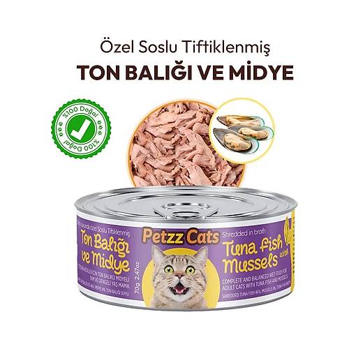Petzzcats Ton Bal��� & Midye Konserve Kedi Mamas� 1 Adet 70 gr