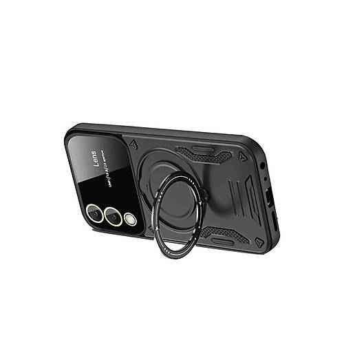 Galaxy S25 Edge K�l�f Joy Lens Standl� Kapak - Siyah