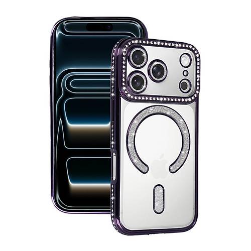 iPhone 17 Pro Max Joke Simli Magneticsafe K�l�f - Derin Mor