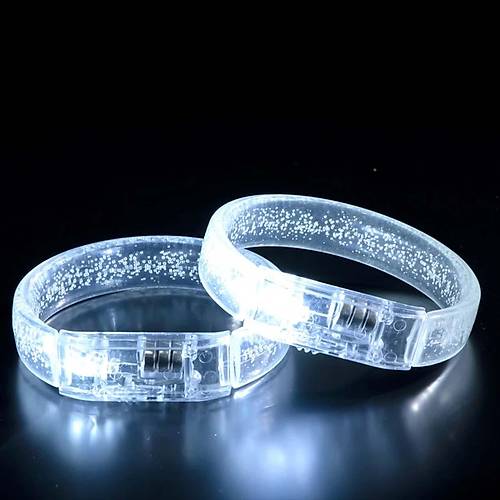 Beyaz-G�m�� Led I��kl� Bask� Yap�labilen Pilli Bileklik Bilezik 1,5 cm Geni�lik
