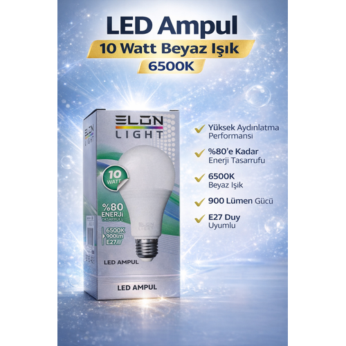LED Ampul 10 Watt Beyaz I��k 6500K Y�ksek Ayd�nlatma E27 Duy Enerji Tasarruflu