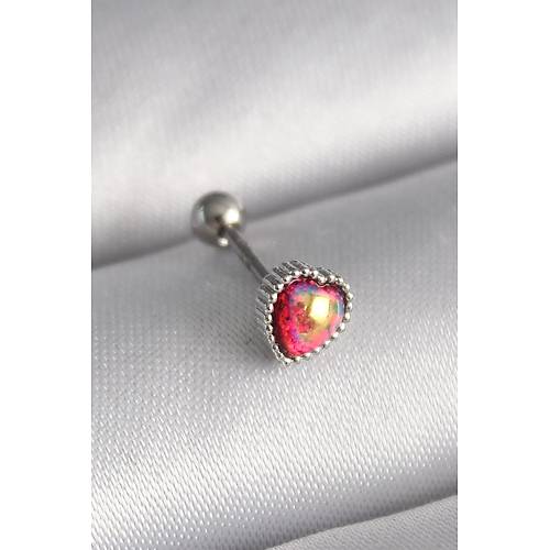 316L �elik G�m�� Renk K�rm�z� Mineli Kalp Tragus Piercing