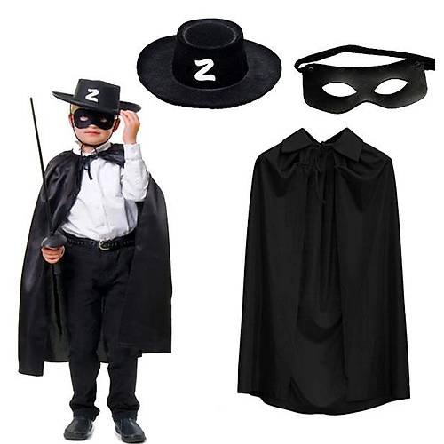 Zorro Pelerini �apkas� ve Maske Seti �ocuk Boy
