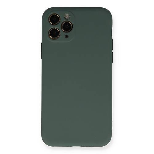 iPhone 11 Pro K�l�f Nano i�i Kadife Silikon - Koyu Ye�il