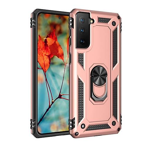 Galaxy S21 K�l�f Sofya Y�z�kl� Silikon Kapak - Rose