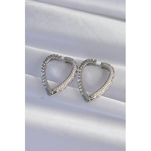 Pirin� G�m�� Renk Zirkon Ta�l� Motifli Kalp K�pe