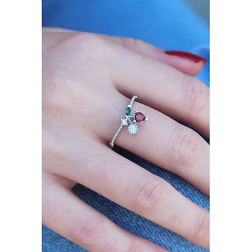 G�m�� Renk Kiraz Model Zirkon Ta�l� Kad�n Y�z�k