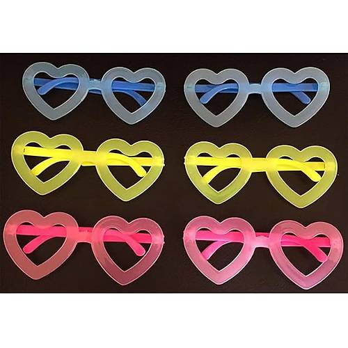 Retro Neon Fosforlu Kalp G�zl�k 12 Adet � 80�ler 90�lar Parti Stili