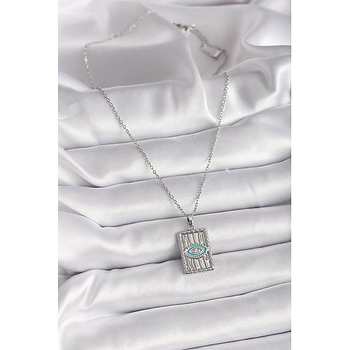 316L �elik G�m�� Renk Zincir G�z ��lemeli Madalyon Model Kad�n Kolye