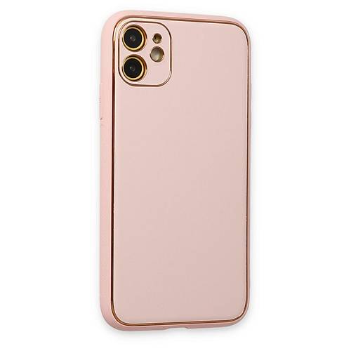 iPhone 12 K�l�f Coco Deri Silikon Kapak - Pudra