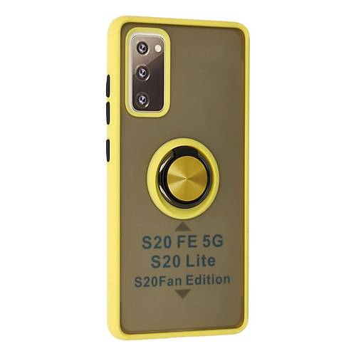 Galaxy S20 FE K�l�f Montreal Y�z�kl� Silikon Kapak - Sar�