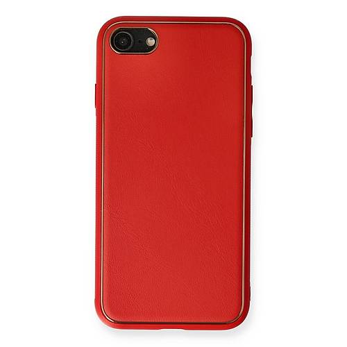 iPhone 7 K�l�f Coco Deri Silikon Kapak - K�rm�z�