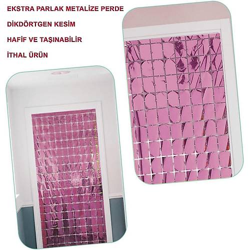 Ekstra Metalize Rose Gold Renk Disko Dikd�rtgen Kesim Kap� Perdesi Dekorasyon 1x2 Metre