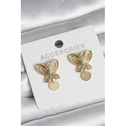 F�sun K�pesi Model Gold Renk Kelebek Model Pirin� Kad�n K�pe