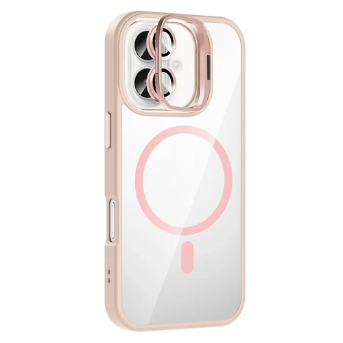 iPhone 17 Remim Lensli Magsafe Standl� Kapak - Pembe