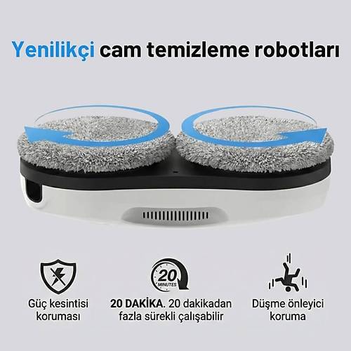 Ak�ll� Otomatik Cam Temizleme Robotu, Y�ksek Tutu� G�c�ne Sahip Su P�sk�rtmeli ve Kumandal� Cam Temizleme Robotu