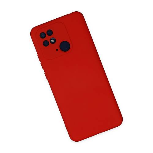 Redmi 10C K�l�f Nano i�i Kadife Silikon - K�rm�z�