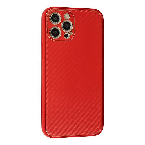 iPhone 12 Pro Max K�l�f Coco Karbon Silikon - K�rm�z�