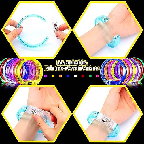 Led I��kl� Pilli I��kl� Rengarenk Kal�n Bileklik I��kl� Bilezik Kar���k Renk 1 Adet