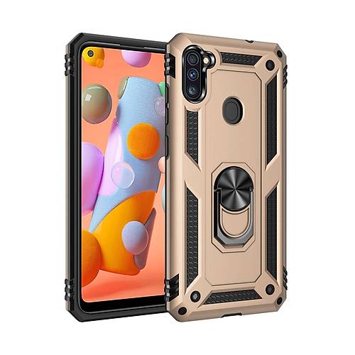 Galaxy A11 K�l�f Sofya Y�z�kl� Silikon Kapak - Gold