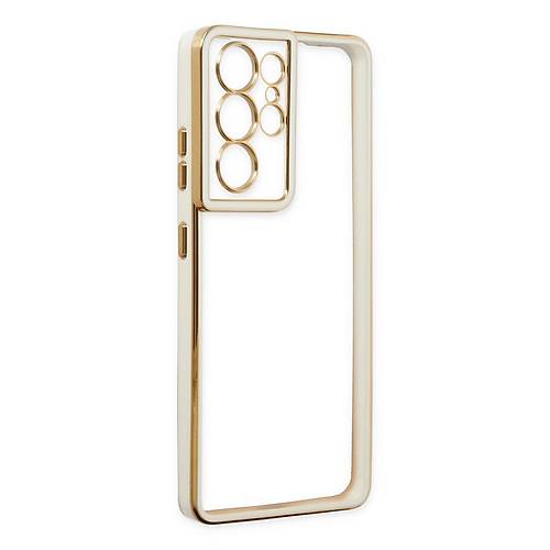 Galaxy S21 Ultra K�l�f Liva Lens Silikon - Beyaz