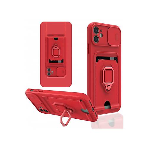iPhone 11 K�l�f Zuma Kartvizitli Y�z�kl� Silikon - K�rm�z�