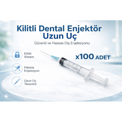 Kilitli Dental Enjekt�r Uzun U� Luer Lock ��r�nga � Di� Hekimli�i ��in G�venli ve Pratik Kullan�m