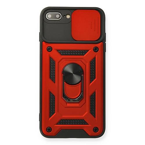 iPhone 7 Plus K�l�f Pars Lens Y�z�kl� Silikon - K�rm�z�