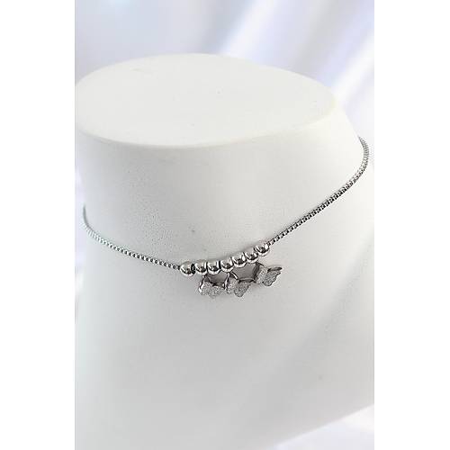 316L �elik G�m�� Renk Simli Kelebek Model Kad�n Halhal