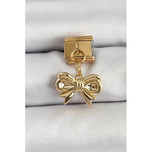 316L �elik Sallant�l� Fiyonk Model Gold Renk Nomination Charm