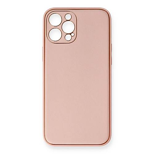 iPhone 12 Pro Max K�l�f Coco Deri Silikon Kapak - Pembe
