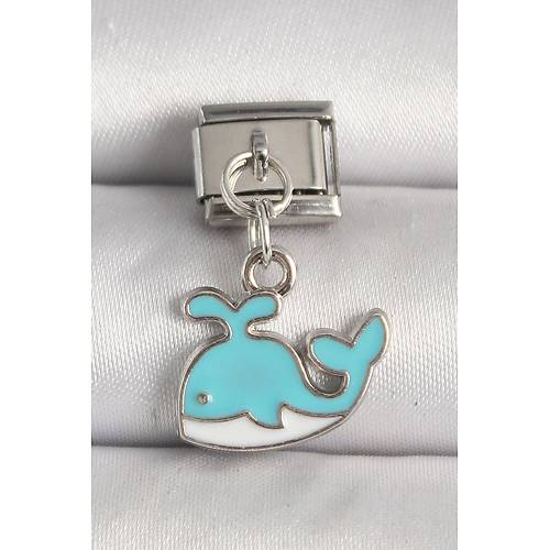 316L �elik G�m�� Renk Mavi Balina Model Nomination Charm