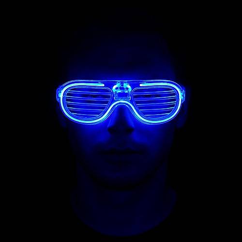Mavi Led I��kl� Parti G�zl��� - Neon Glow �erit G�zl�k 3 Modlu