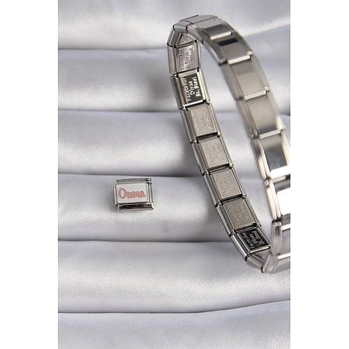 316L �elik G�m�� Renk Beyaz Pembe Ouma ��lemeli Nomination Charm